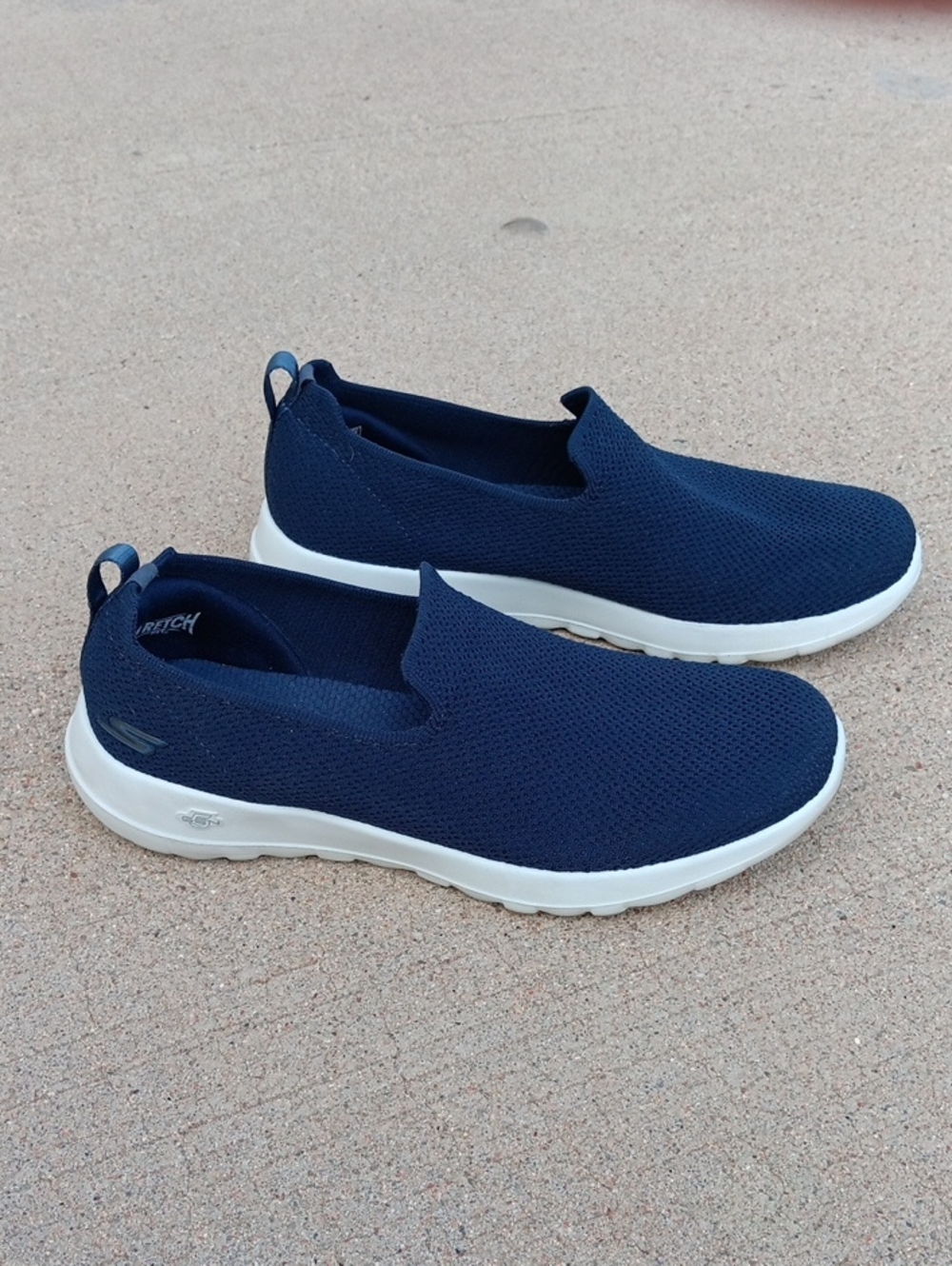 Skechers Goga Mat Navy Blue Sneakers Womens Slip On Shoes Size 9.5